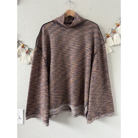 We The Free Sweaters - We The Free Sunny Days Multicolor Woven Turtleneck Pullover Top Oversize Boho XL